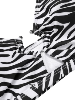 Online Retro Stage [Plus Size] 1940s Zebra Print Cutout Halter Swimsuit