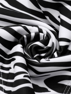 Online Retro Stage [Plus Size] 1940s Zebra Print Cutout Halter Swimsuit