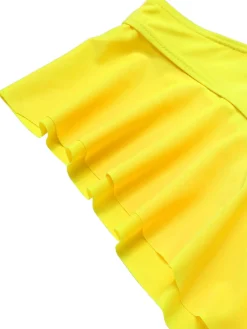 Clearance Retro Stage [Plus Size] 1940s Ruffles Floral Swimsuit Yellow