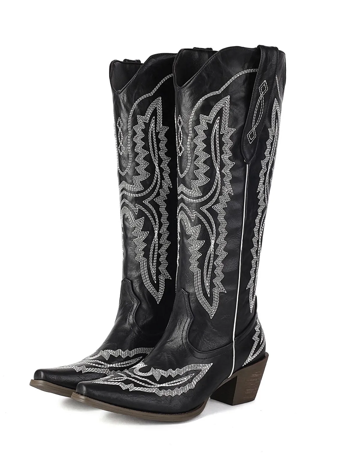 Outlet Retro Stage Pointed Embroidered Cowboy Knee-High Boots