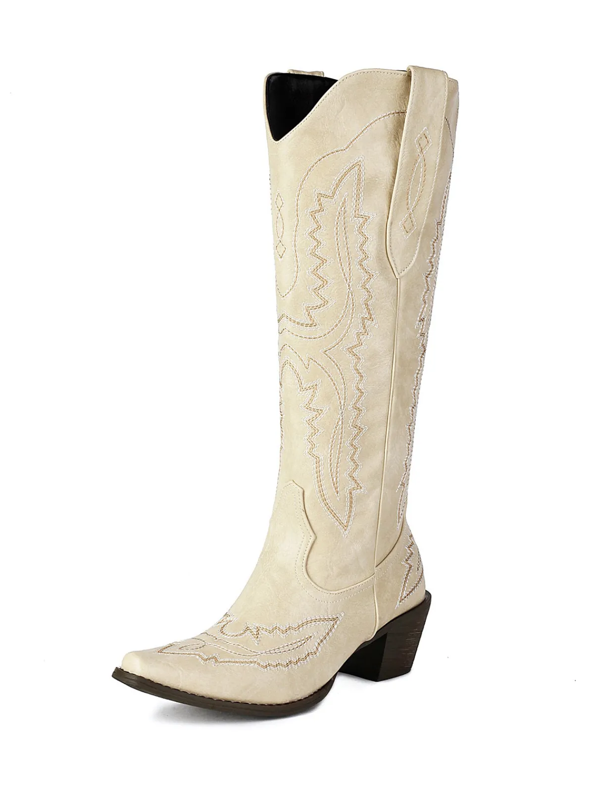 Outlet Retro Stage Pointed Embroidered Cowboy Knee-High Boots