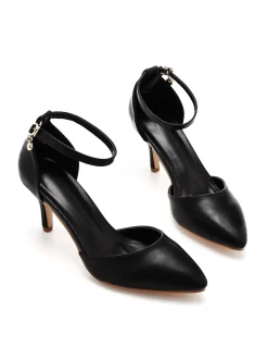 New Retro Stage Pointed Toe Leather Stiletto Heels Shoes