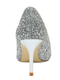 Outlet Retro Stage Pointed Toe Sequins Glitter High Heels Shoes