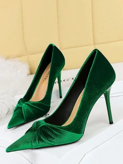 New Retro Stage Pointed Toe Velvet Stiletto Heels Shoes