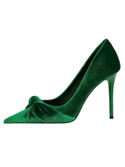 New Retro Stage Pointed Toe Velvet Stiletto Heels Shoes