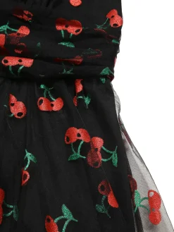 Clearance Retro Stage [Pre-Sale] Black 1950s Cherry Mesh Swing Dress
