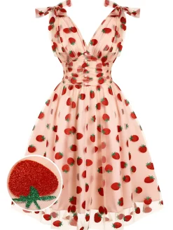 Clearance Retro Stage [Pre-Sale] Black 1950s Cherry Mesh Swing Dress