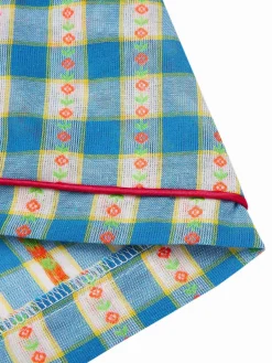 Discount Retro Stage [Pre-Sale] 1950s Bow Gingham Plaid Floral Romper Blue