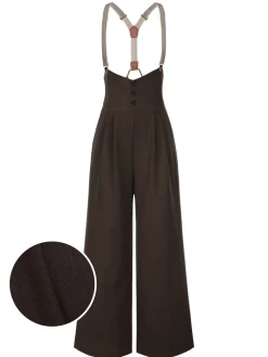 Outlet Retro Stage [Pre-Sale] 1950s Button Suspender Pants Dark Brown