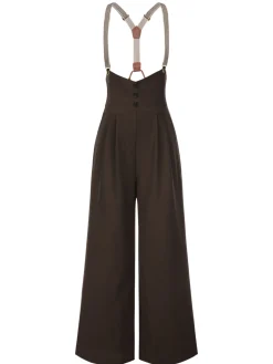 Outlet Retro Stage [Pre-Sale] 1950s Button Suspender Pants Dark Brown