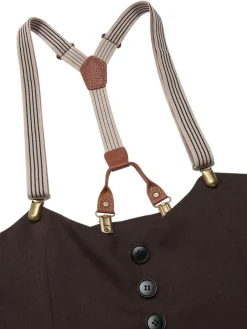 Outlet Retro Stage [Pre-Sale] 1950s Button Suspender Pants Dark Brown