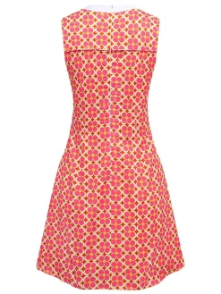 Best Retro Stage [Pre-Sale] 1960s Hippie Floral Round Neck Dress Orange
