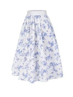 Best Retro Stage [Pre-Sale] 2PCS 1950s Off-Shoulder Puff Top & Floral Skirt White