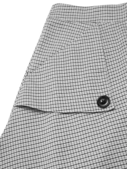Fashion Retro Stage [Pre-Sale] 1950s High-Waist Plaids Button Pocket Skirt Light Grey