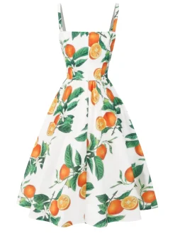 Discount Retro Stage [Pre-Sale] 1950s Bow-Waist Strap Dress Orange