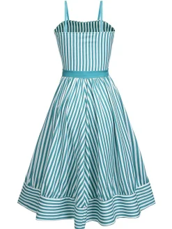 Clearance Retro Stage [Pre-Sale] 1950s Stripes Romper & Skirt Turquoise