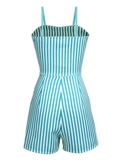 Clearance Retro Stage [Pre-Sale] 1950s Stripes Romper & Skirt Turquoise