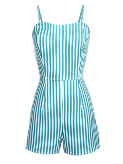 Clearance Retro Stage [Pre-Sale] 1950s Stripes Romper & Skirt Turquoise
