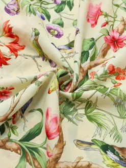 Clearance Retro Stage [Pre-Sale] 1950s Floral Birds Ruffled Flutter Sleeve Dress Yellow