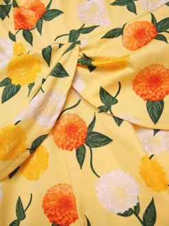 Best Retro Stage [Pre-Sale] 1950s Hydrangea Floral Ruched Dress Yellow