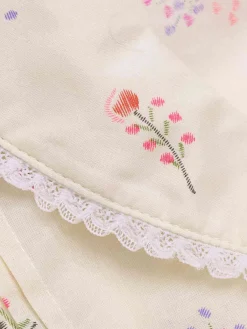 Hot Retro Stage Pure Cotton Beige 1940s Puff Sleeves Floral Dress