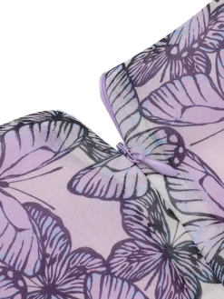 Fashion Retro Stage 1930s Butterfly V-Neck Sleeveless Dress Purple
