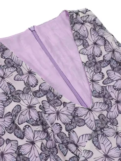 Fashion Retro Stage 1930s Butterfly V-Neck Sleeveless Dress Purple