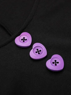 Best Retro Stage Purple 1950s Halloween Button Dress