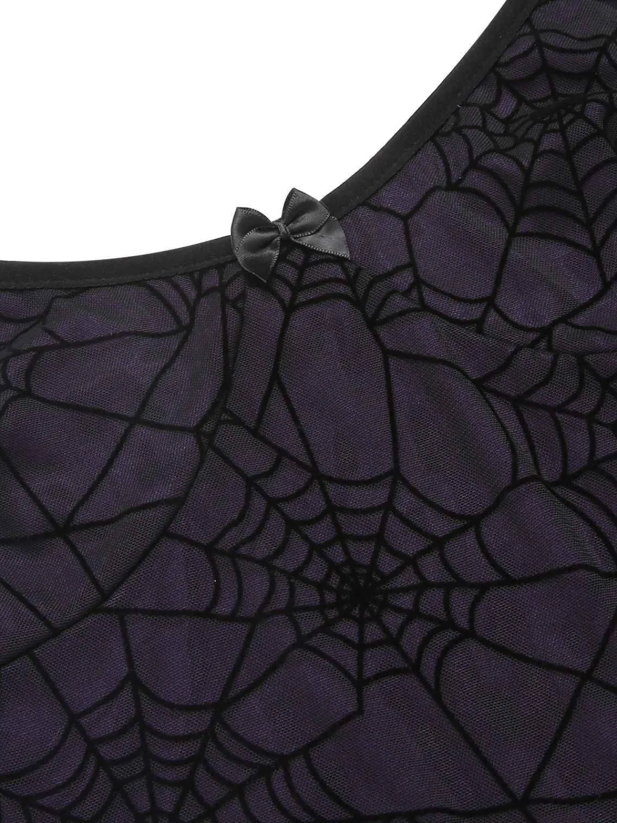 New Retro Stage 1960s Halloween Spider Web Lace Patchwork Dress Purple