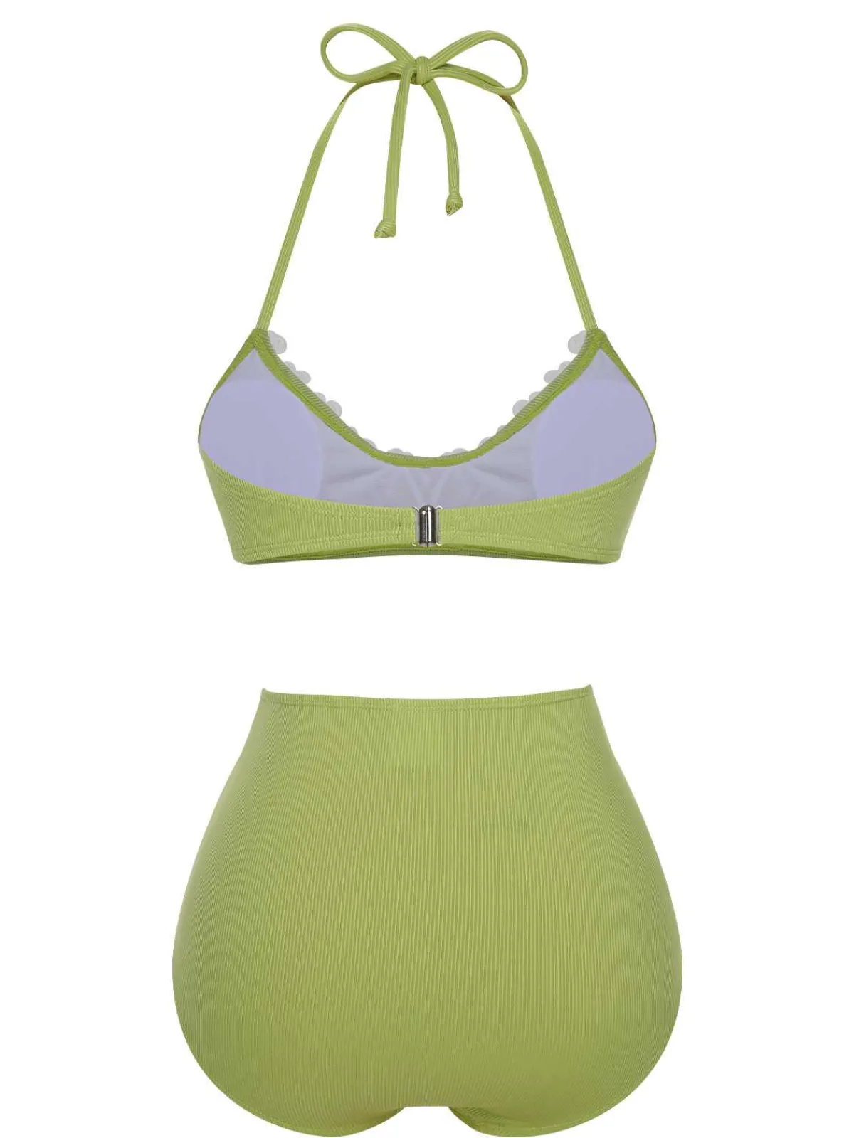 Clearance Retro Stage Purple 1960s Halter Knit Daisy Swimsuit