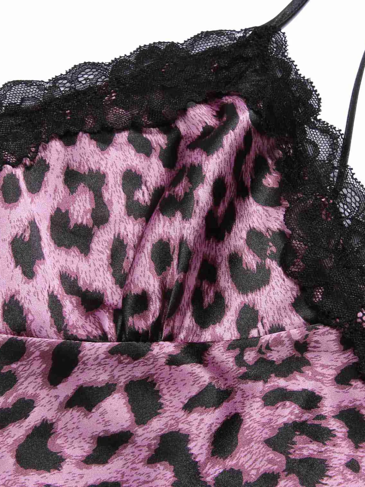 Hot Retro Stage 1950s Leopard Lace Patchwork Suspender Sleepwear Purple