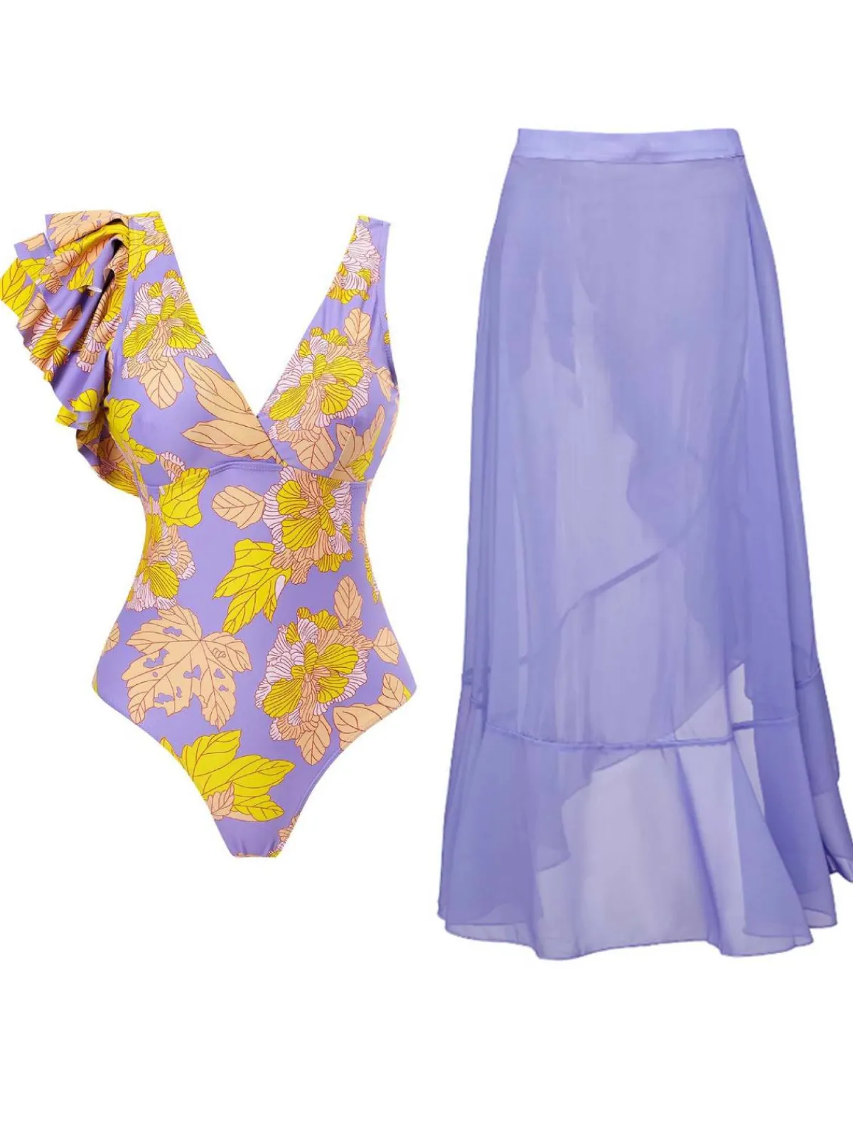 Discount Retro Stage 1960s Maple One-piece Swimsuit Purple