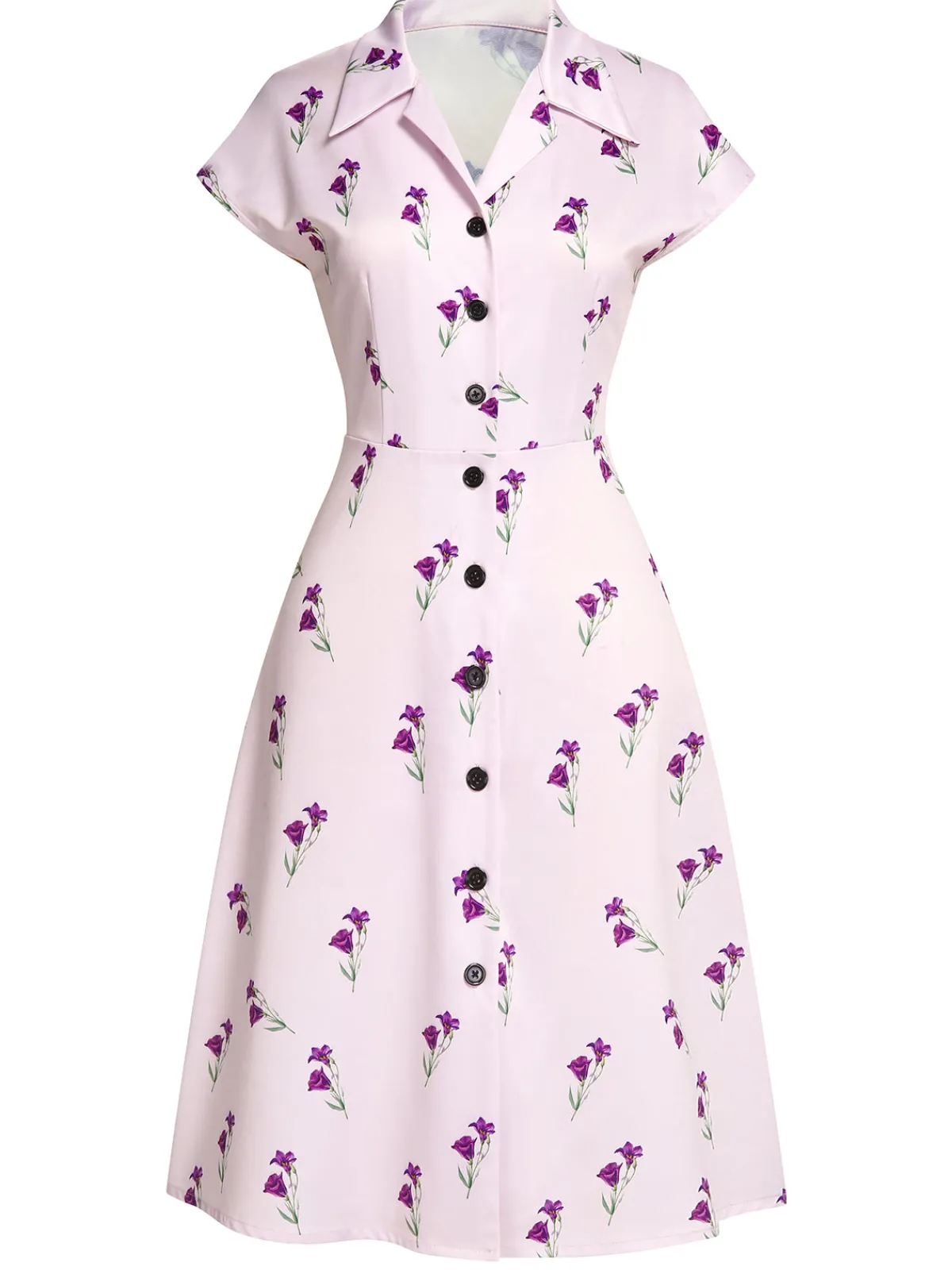Discount Retro Stage 1940s Petunia Lapel Dress Purple