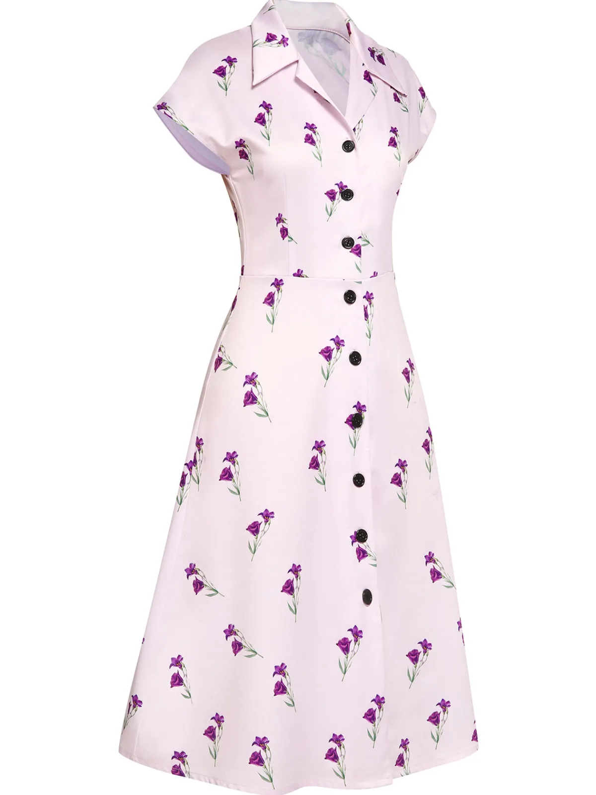 Discount Retro Stage 1940s Petunia Lapel Dress Purple