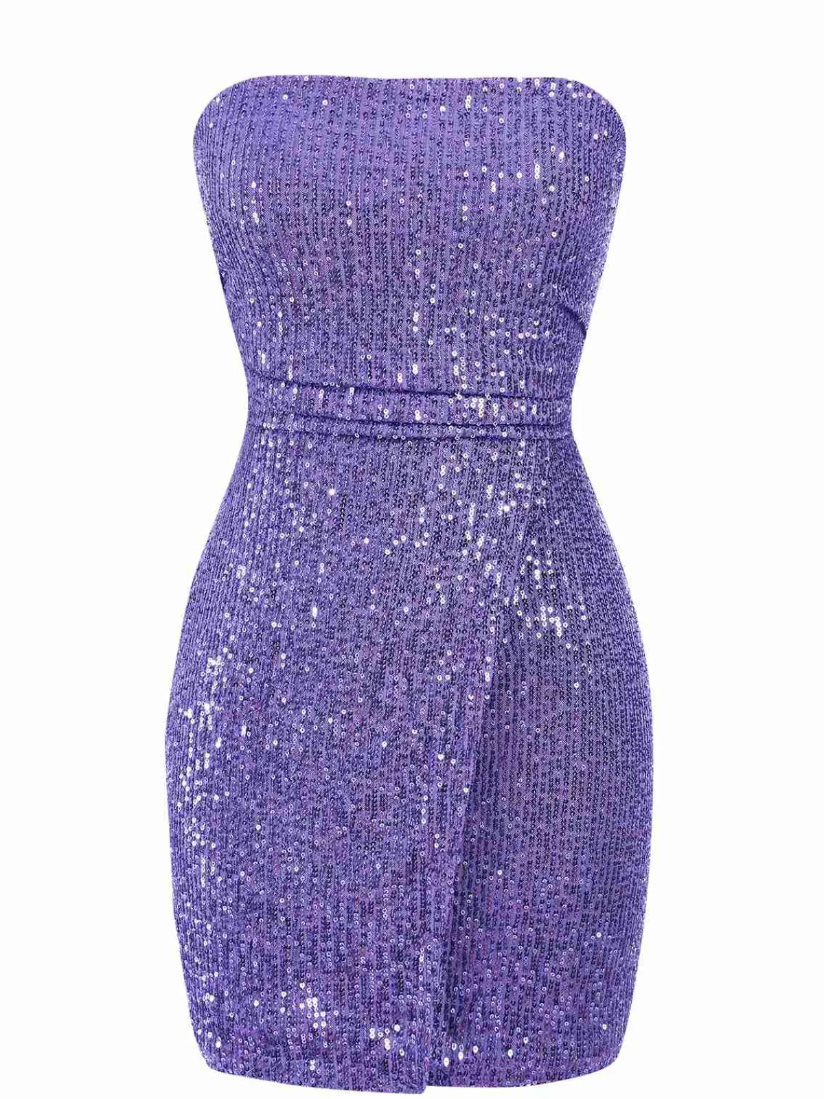 Fashion Retro Stage 1970s Solid Sequined Skinny Dress Purple
