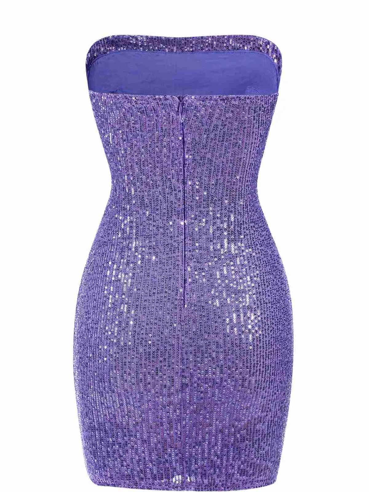 Fashion Retro Stage 1970s Solid Sequined Skinny Dress Purple