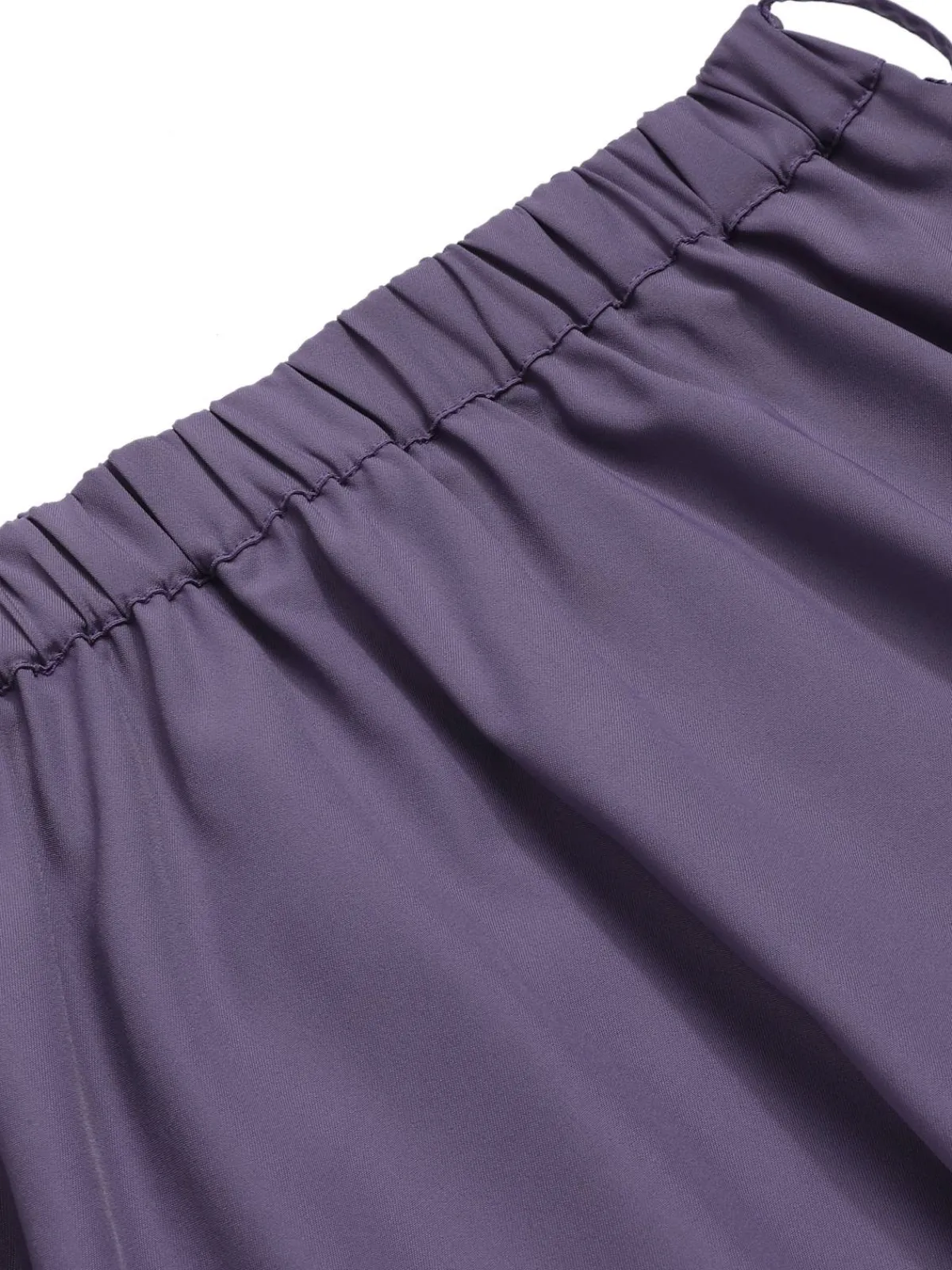 Online Retro Stage 1940s Solid Skirt with Belt Purple