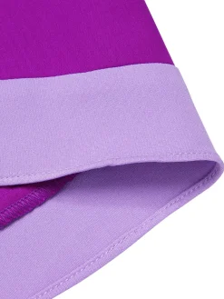 Outlet Retro Stage 1950s Solid Spliced Tie Neck Dress Purple