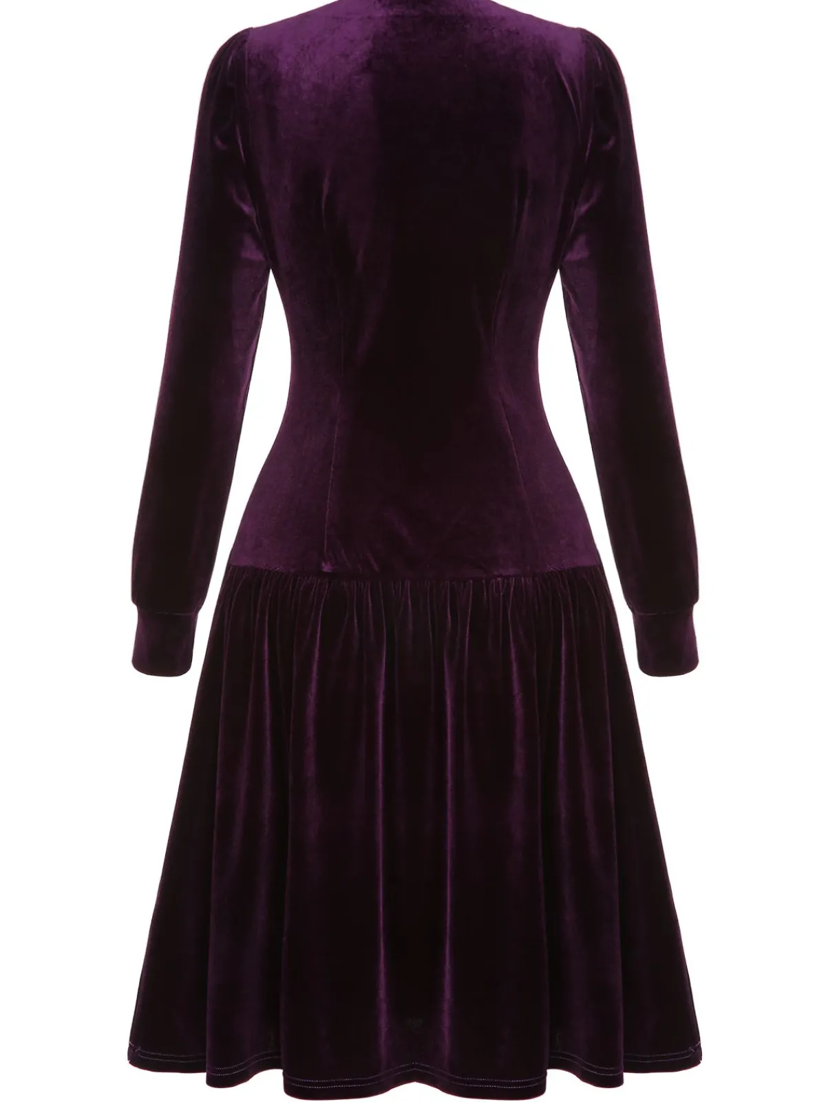 Discount Retro Stage 1940s Solid Velvet Buttons Dress Purple