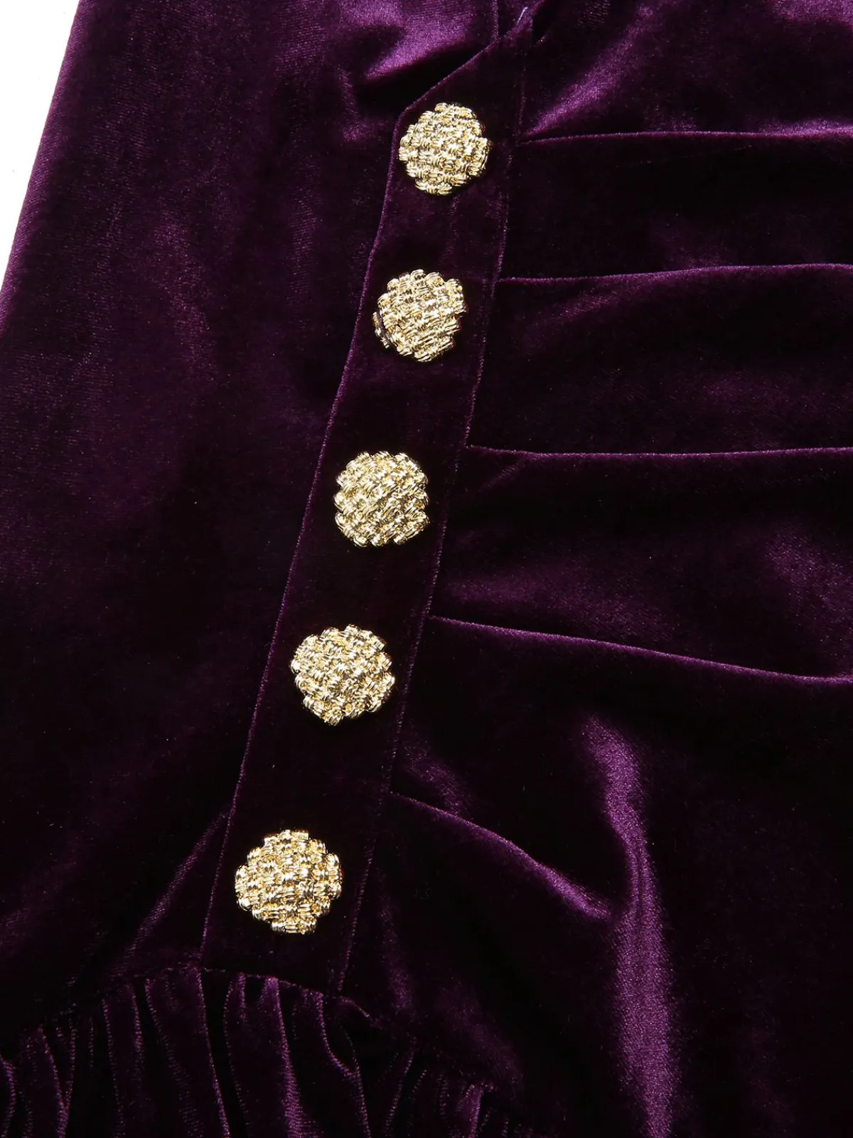 Discount Retro Stage 1940s Solid Velvet Buttons Dress Purple