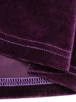 Discount Retro Stage 1940s Solid Velvet Buttons Dress Purple