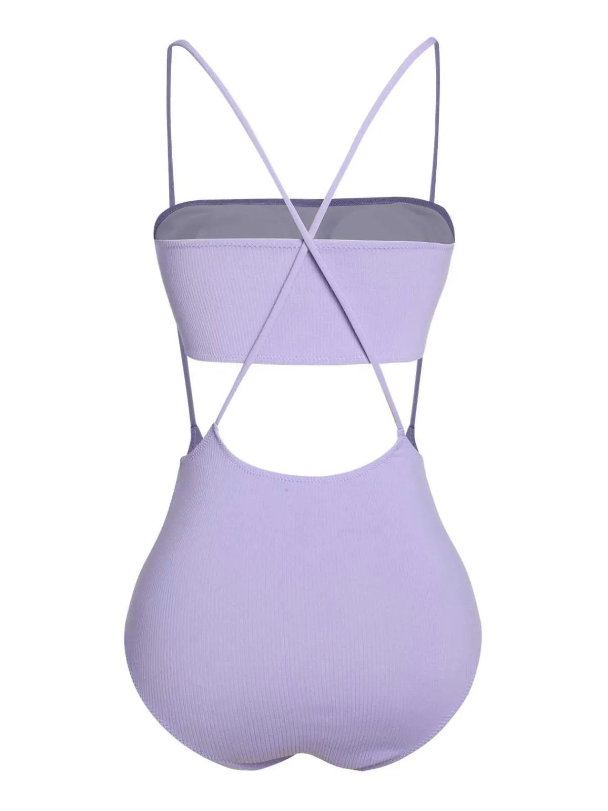 New Retro Stage 1950s Spaghetti Strap Bandeau Swimsuit Purple