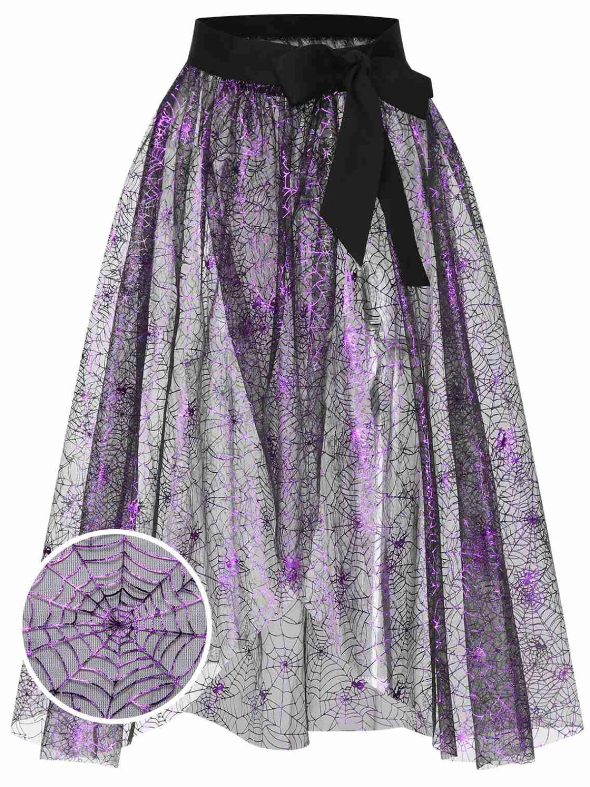 Clearance Retro Stage 1950s Spiderweb Mesh Skirted Cover-Up Purple