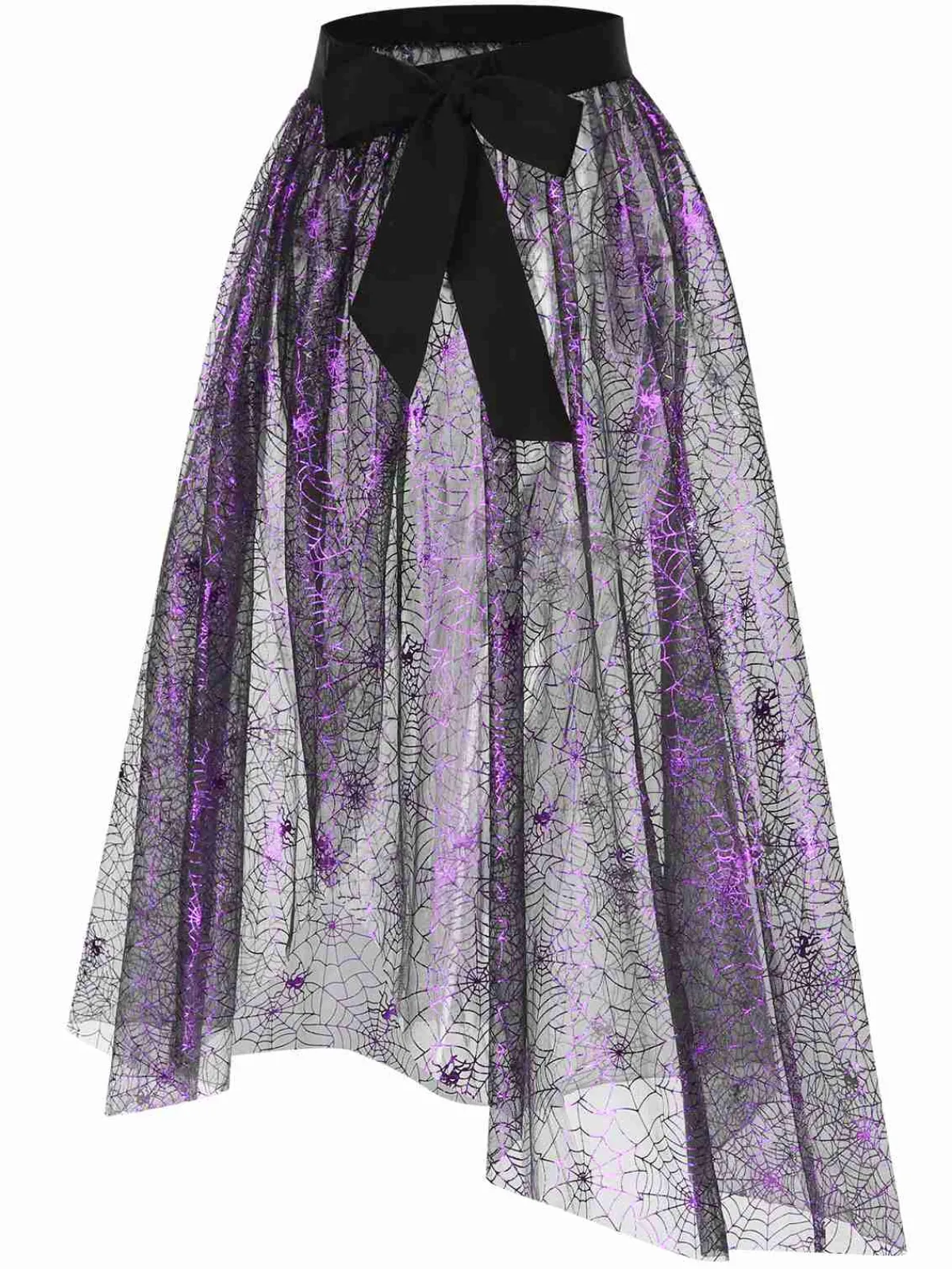 Clearance Retro Stage 1950s Spiderweb Mesh Skirted Cover-Up Purple