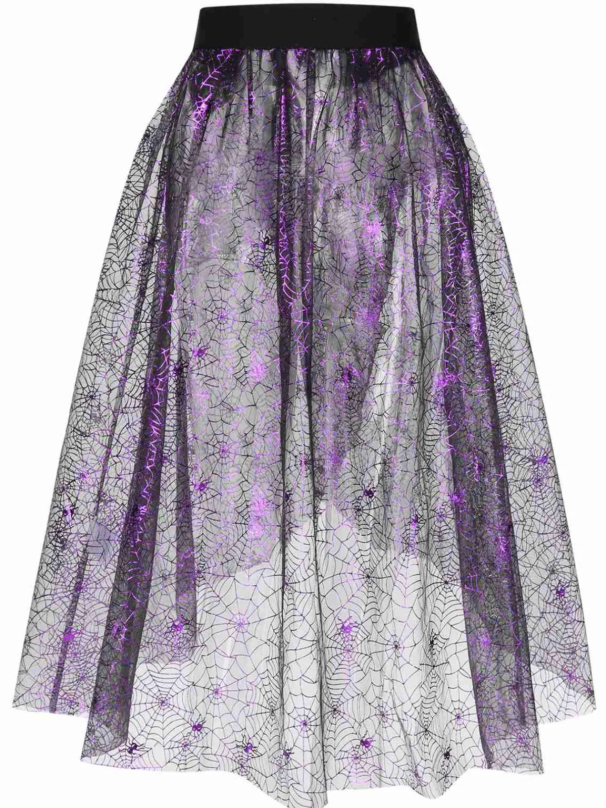 Clearance Retro Stage 1950s Spiderweb Mesh Skirted Cover-Up Purple