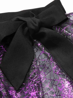 Clearance Retro Stage 1950s Spiderweb Mesh Skirted Cover-Up Purple