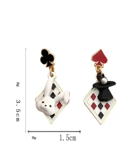 Discount Retro Stage Rabbit Magic Hat Contrast Earrings