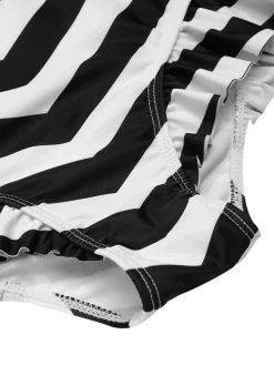 Best Retro Stage Rainbow 1950s Contrast Bow Ruffle Stripes Bikini