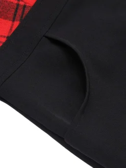 Clearance Retro Stage 1960s Plaid Bow Collar Pencil Dress Red & Black