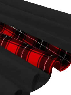 Sale Retro Stage Red & Black 1950s Plaid V-Neck Dress